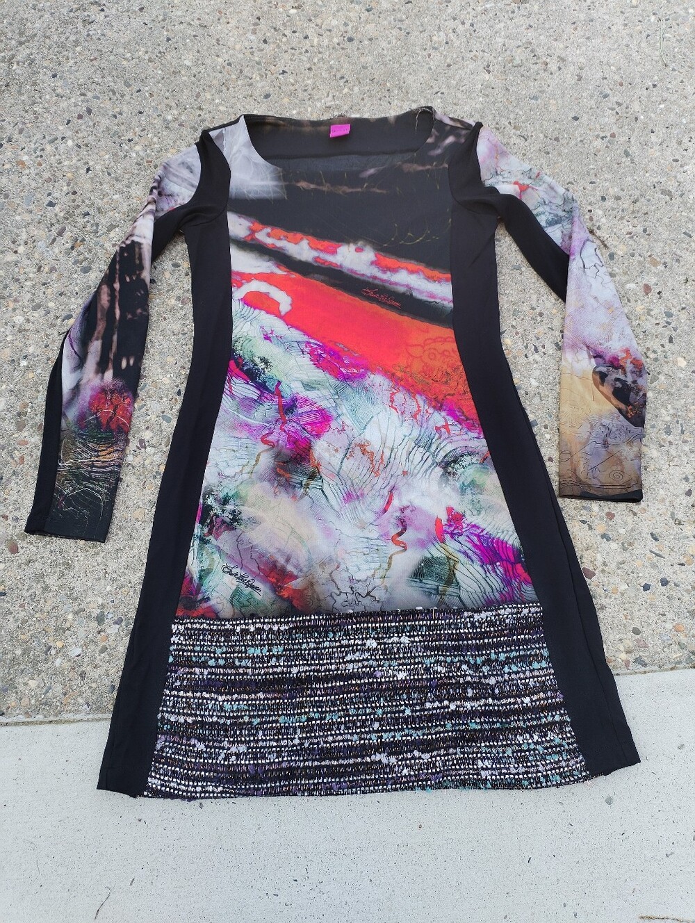 Save the Queen Abstract Multicolor Long Sleeve Dress Size m